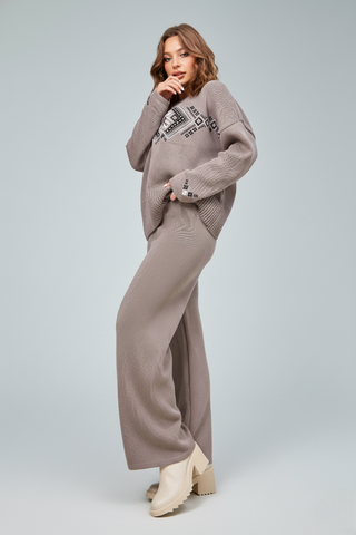 В'язаний етно комплект джемпер і штани етно
