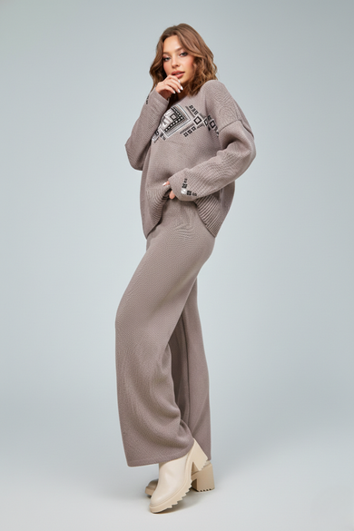 В'язаний етно комплект джемпер і штани етно