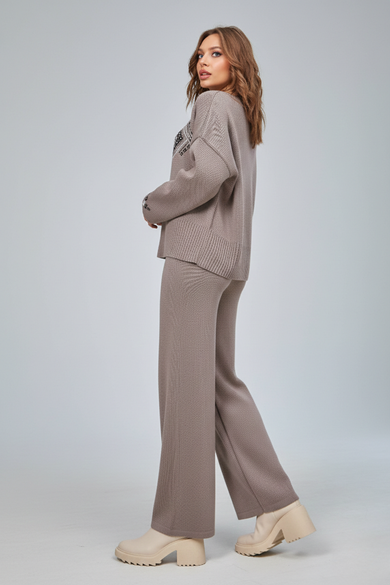 В'язаний етно комплект джемпер і штани етно