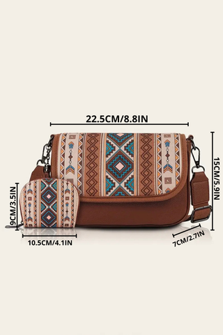 Жіноча сумка з етно-принтом + міні-кардхолдер