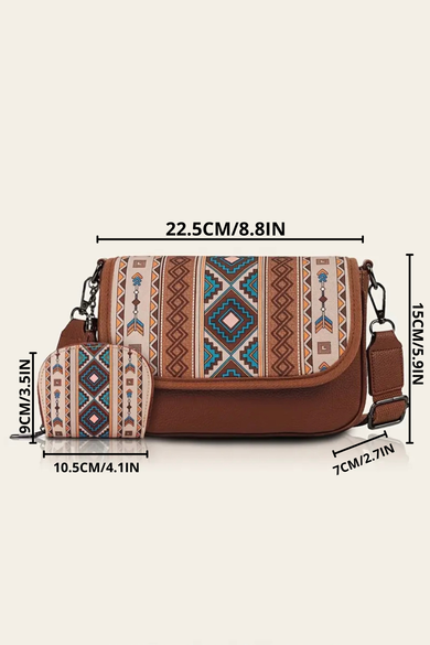 Жіноча сумка з етно-принтом + міні-кардхолдер