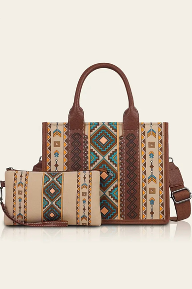 Жіноча сумка з етнічним орнаментом + міні-клатч